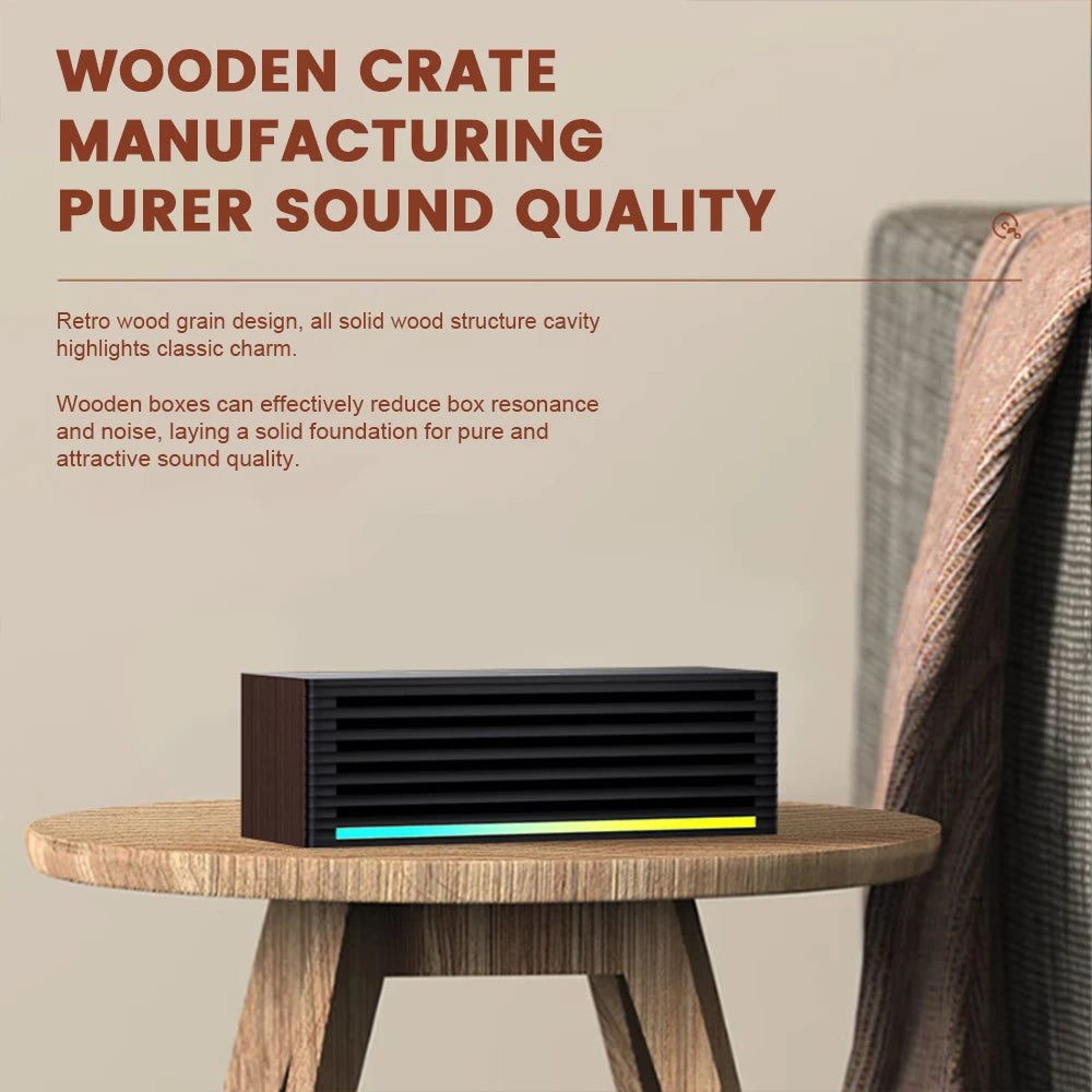 Barra de sonido de escritorio PHILIPS 3709, con un diseño de carcasa de madera simple, es moderna y compacta, y cuenta con tiras de luz RGB.