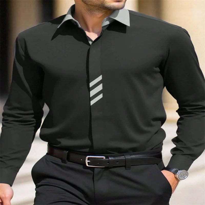 Camisa de hombre de manga larga con estampado digital de patchwork para fiesta, ideal para salir de compras a diario, talla grande 6XL