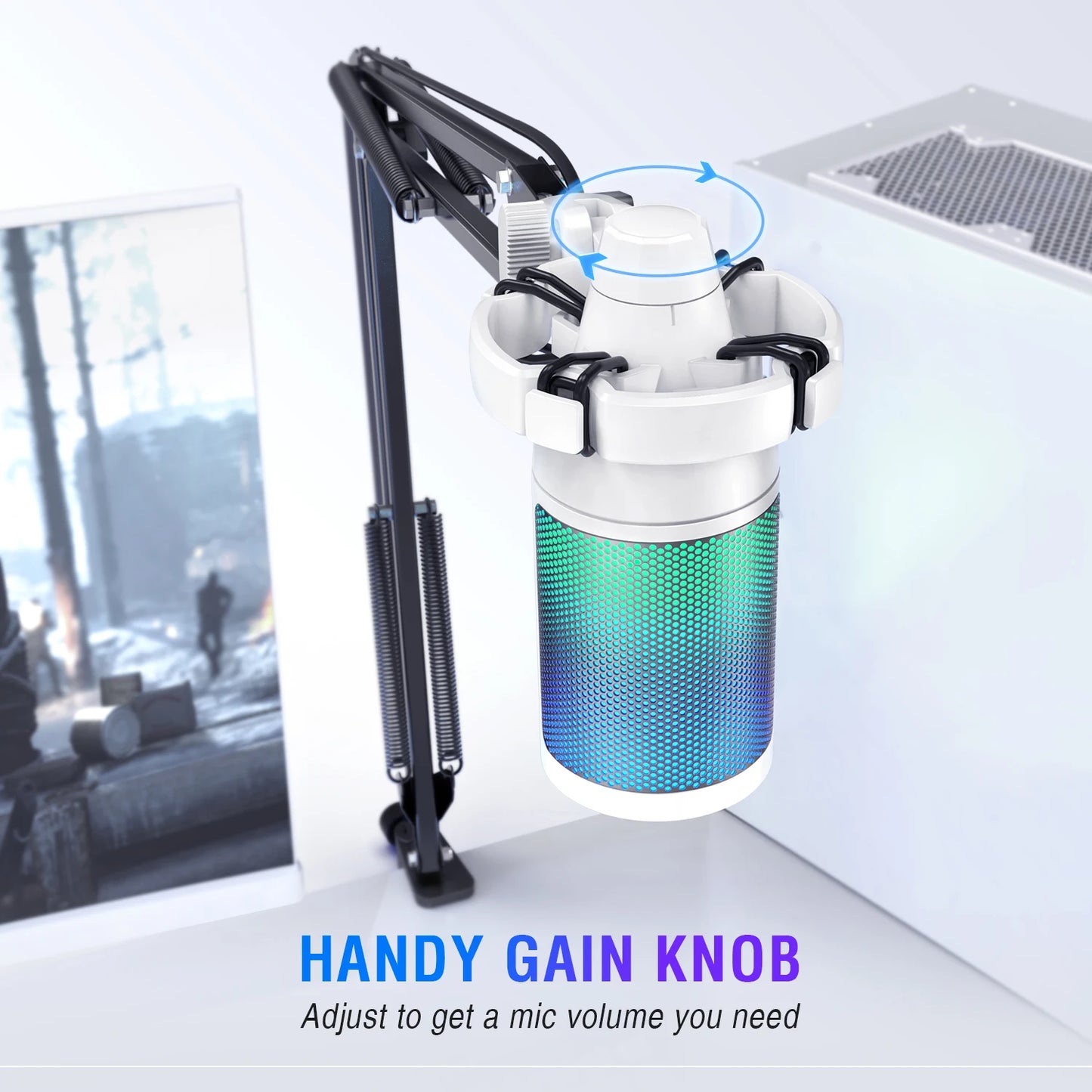 Kit de micrófono USB para juegos FIFINE para PC, PS4/5, micrófono cardioide de condensador con botón de silencio/RGB/soporte de brazo, para transmisión de video - A6T