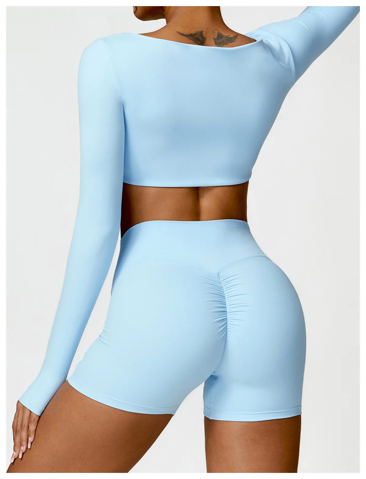 Conjunto de chándal de yoga para mujer, 2 piezas, ropa deportiva para entrenamiento, ropa deportiva, leggings de gimnasio, sujetador de fitness, top corto, trajes deportivos de manga larga