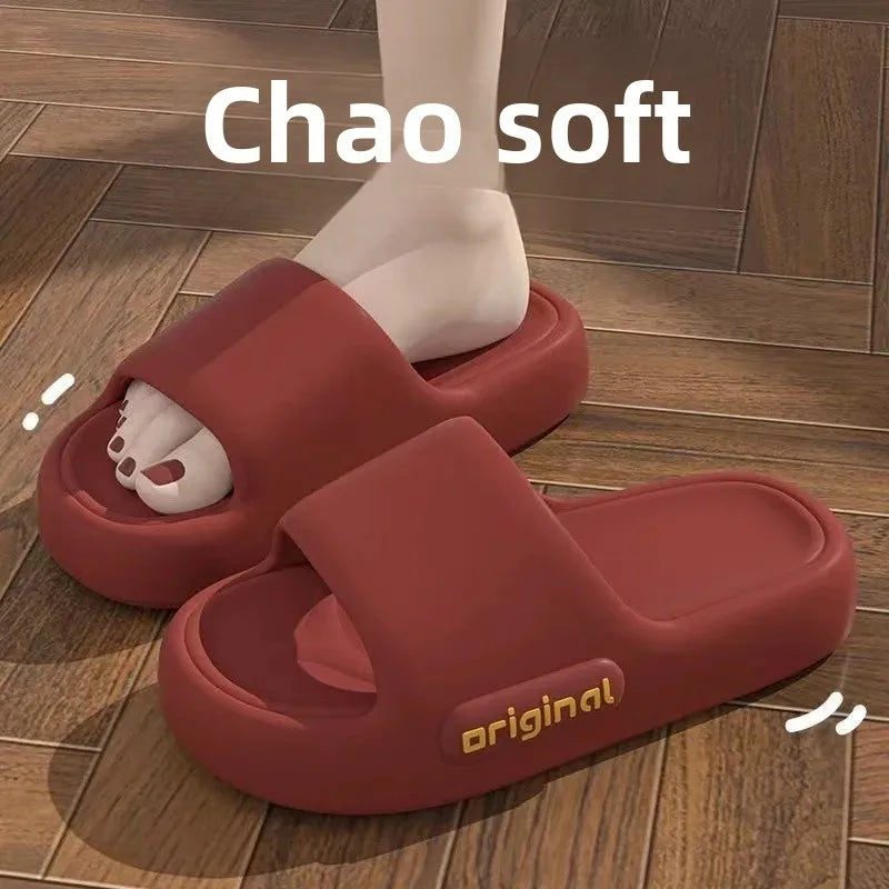 Pantuflas rojas de suela gruesa, antideslizantes y resistentes a los olores, estilo 2025, para el hogar, cómodas y de verano, de PVC.