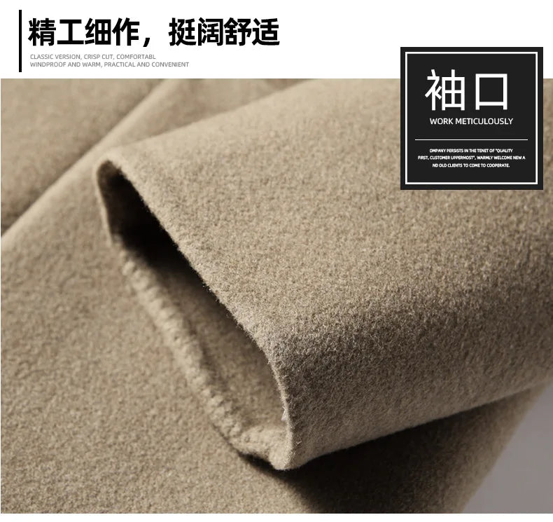 Brand Top Quality Double-Sided Woolen Men's Coat Autumn Winter Business Casual 71.8% Wool Male Medium Long Hommnre Coat