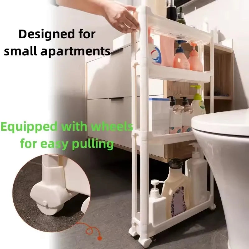 Armario de almacenamiento multicapa con puerta trasera, ahorra espacio y es ideal para baño y cocina, organización de armarios estrechos.