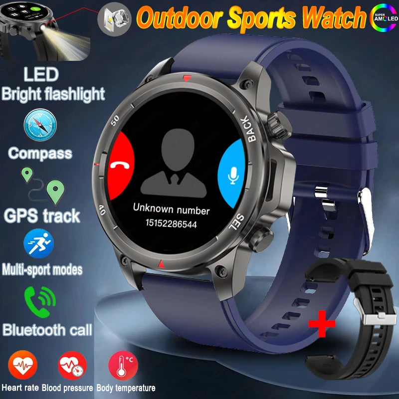 Reloj inteligente deportivo para exteriores Xiaomi, con GPS, linterna, brújula, Bluetooth, llamadas, control del ritmo cardíaco, NFC, resistente al agua, 2025