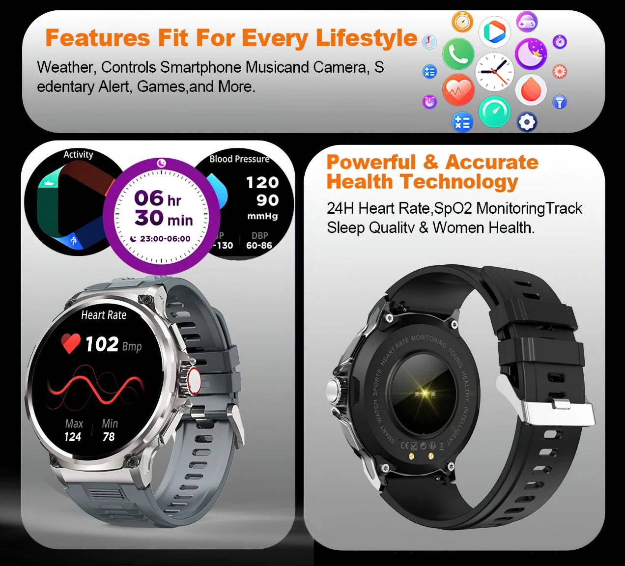 Reloj inteligente Ultra HD de 1,85 pulgadas para hombre, con GPS, pulsera deportiva para exteriores, batería grande de 710 mAh, reloj de seguimiento de actividad física para Android e iOS.