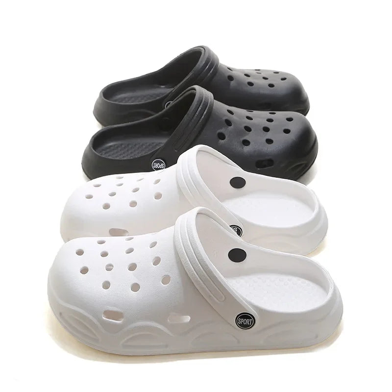 Zapatos de verano para hombre, para exteriores, con tacón medio cubierto, para jardín, playa, tipo zueco, transpirables, de material EVA, sandalias cómodas.