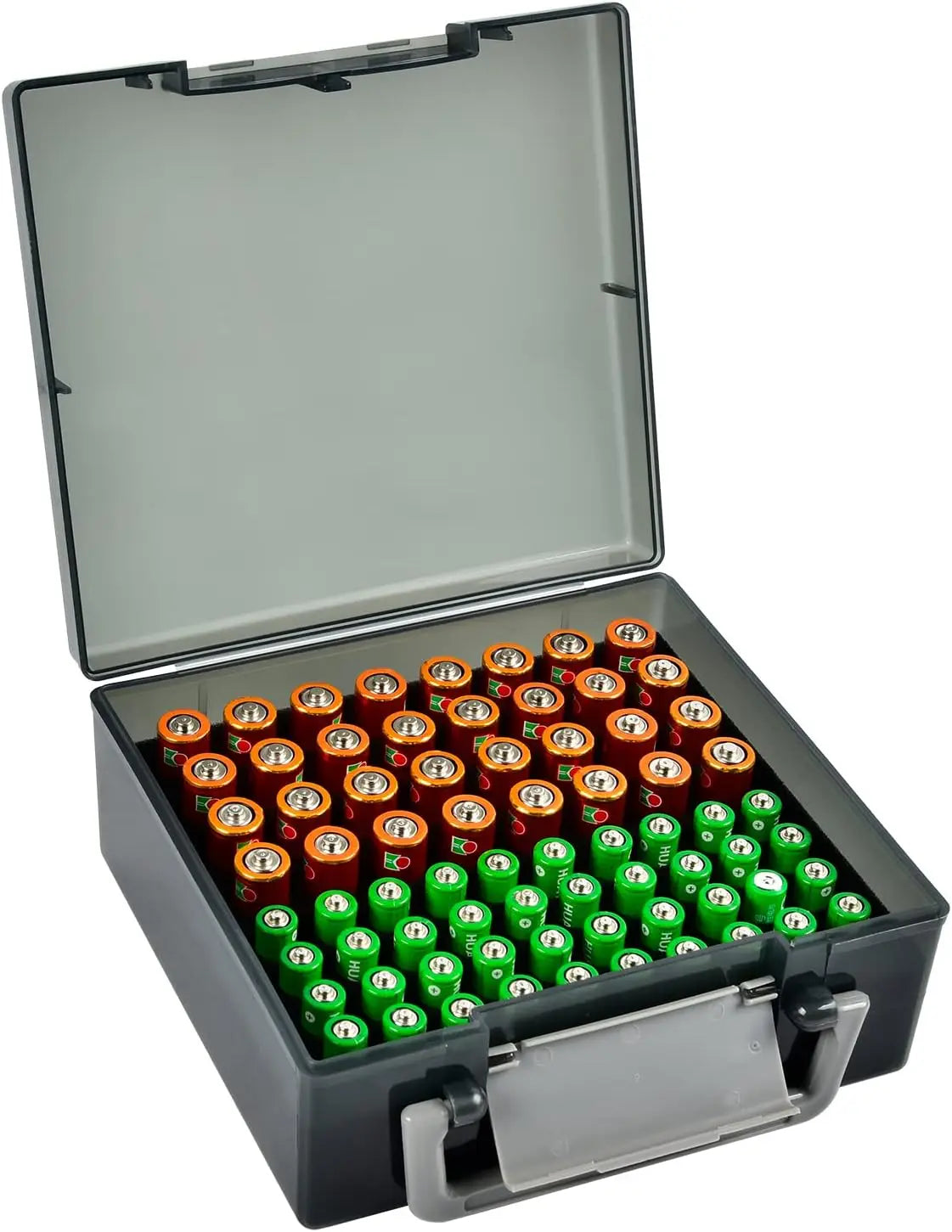 Organizador de pilas con capacidad para 72 pilas AA y AAA, caja para pilas, contenedor para garaje, dispensador organizador de cajones para el hogar.