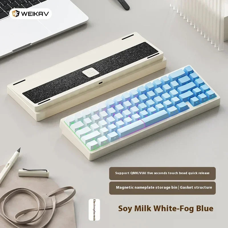 Teclado mecánico para juegos Weikav Lucky65 V2 RGB con junta intercambiable en caliente, estructura de 3 modos, aleación de aluminio, accesorio para PC