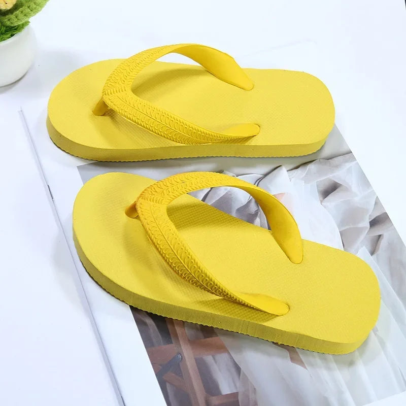 Chanclas de verano para niños 2025, zapatillas de playa de colores brillantes, zapatillas de casa unisex, material EVA de color puro