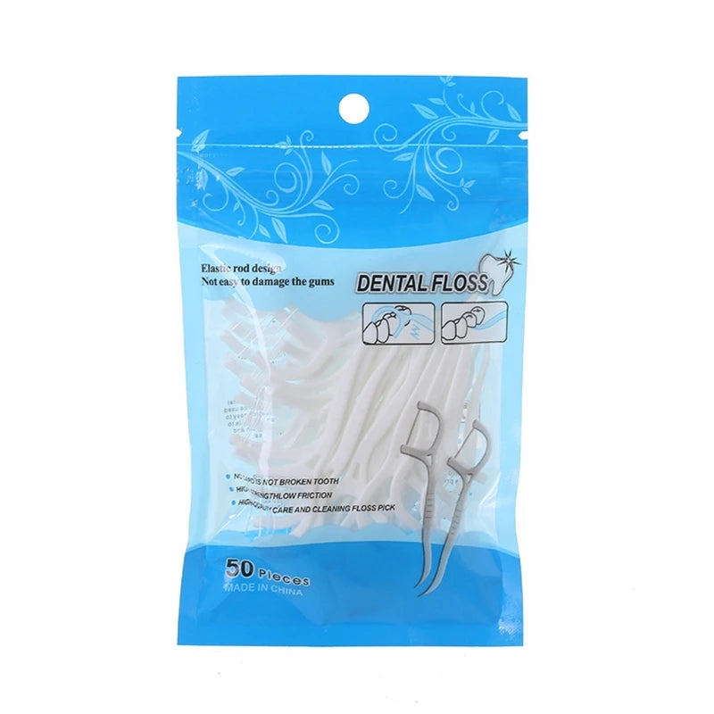 50/100 piezas de palillos de hilo dental, palillos de dientes, cepillos interdentales para limpieza dental, herramienta de higiene bucal.