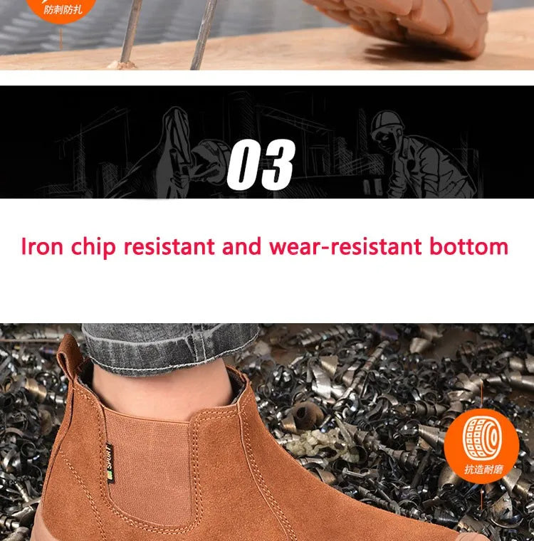 Anti Smashing And Anti Piercing Suede Safety Shoes Men's Steel Toe Cap Protection Work Shoes Fashion Scarpe Antinfortunistiche