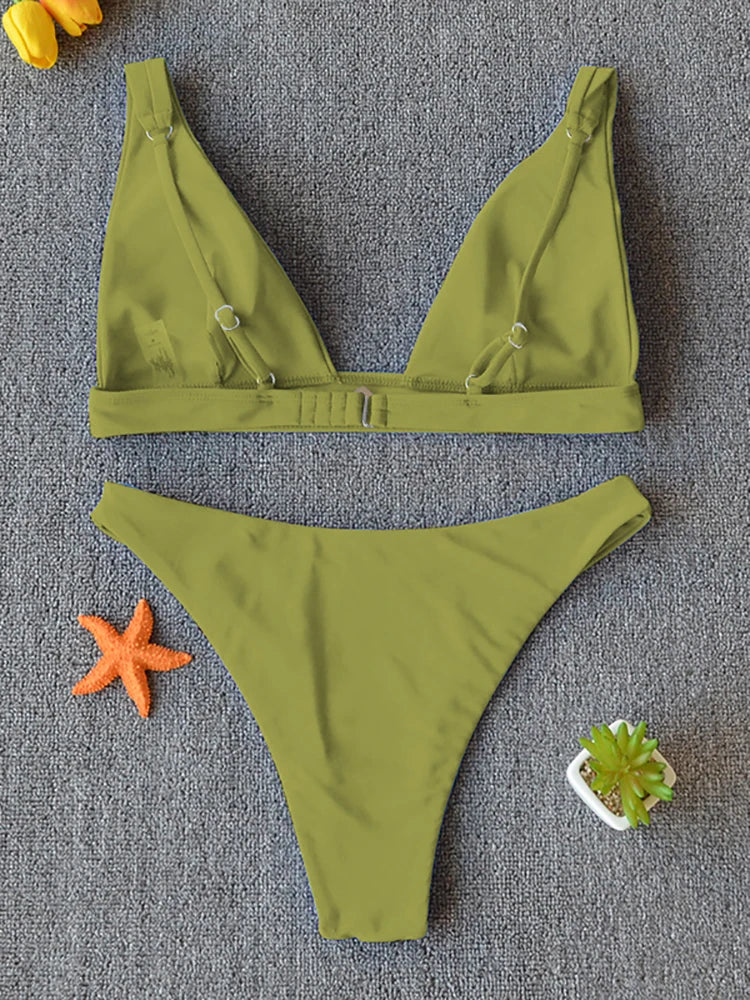 Bikini 2025 Micro Traje de Baño Sexy para Mujer, Traje de Baño Push Up, Conjunto de Bikini de Dos Piezas, Bañador Sólido, Traje de Baño para Mujer.