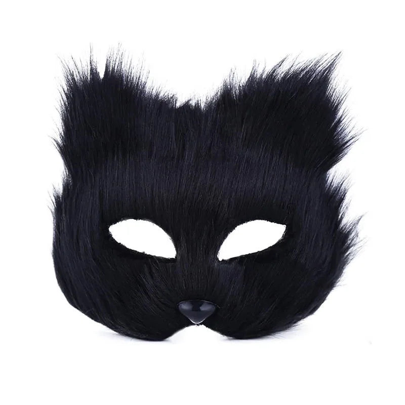 Halloween Cosplay Make-up Fox Shape Face Mask Carnival Stage Party Cartoon Cat Hair Mask Costume Props Sexy Lady Imitation Toy