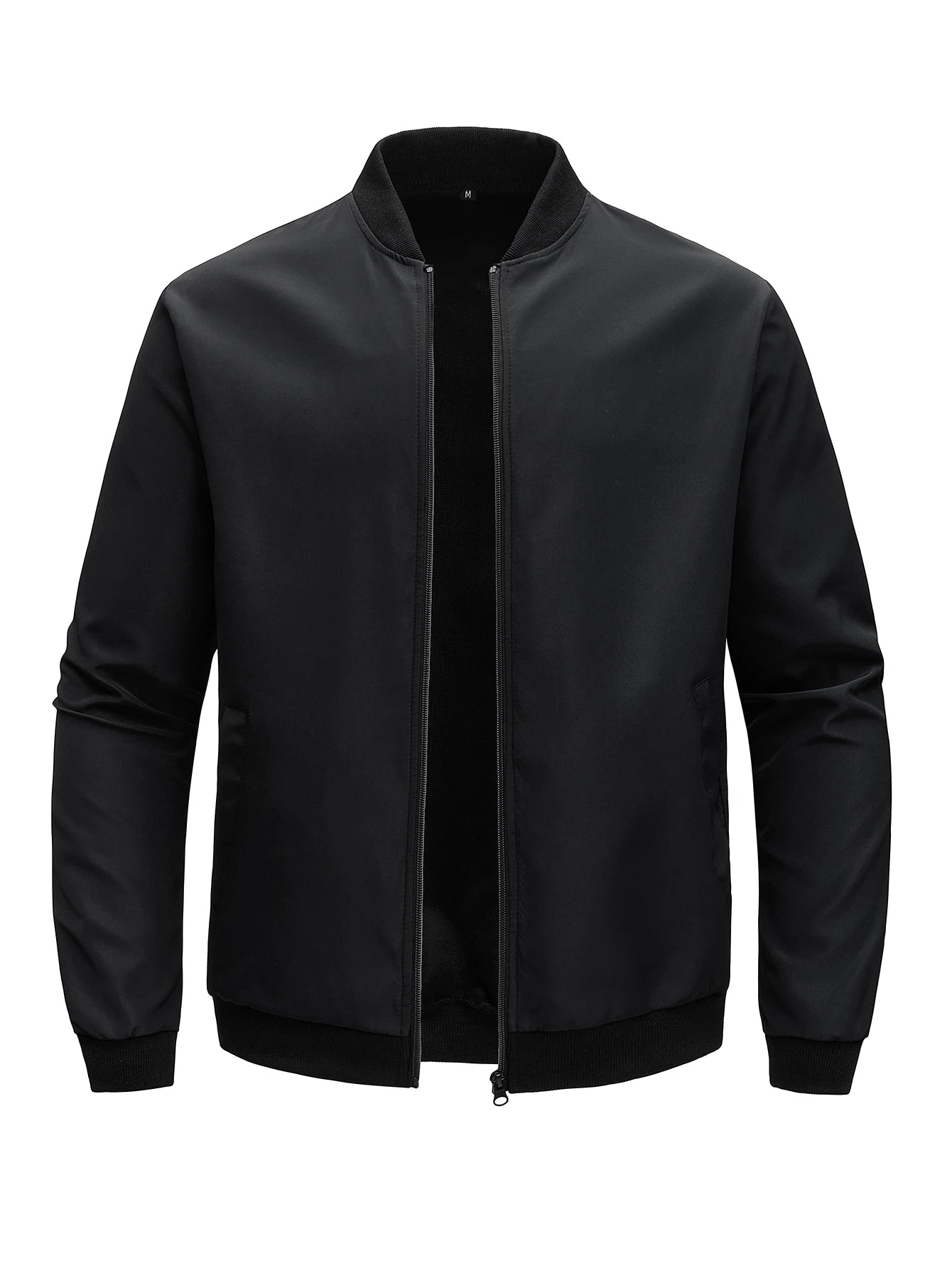 Chaqueta corta holgada de color liso con cuello de béisbol para hombre, abrigo fino informal de negocios, tendencia primavera-otoño 2024