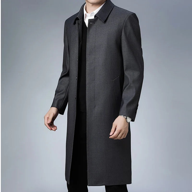Autumn Winter Men Trench Coat Business Fashio Casual Male Jackets Slim Comfort Warm Windproof Top Trend Streetwear Outerwear New