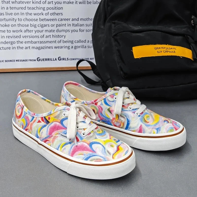 Zapatos vintage de lona para mujer, estilo nuevo, con cintura floreada, estilo tablero de ajedrez, caña baja, para hombre y mujer, venta al por mayor, de cuero y goma.