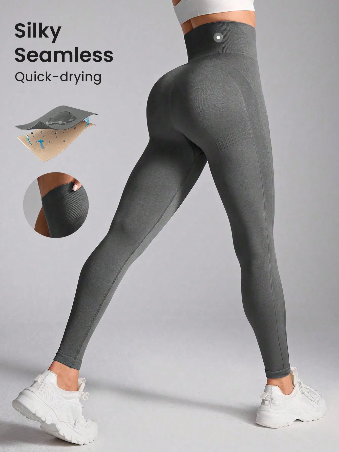 Women's High-Waist Seamless Yoga Leggings, Stretchy Compression Tummy Control Workout Pants, Quick-Dry Athletic Tights with Wide