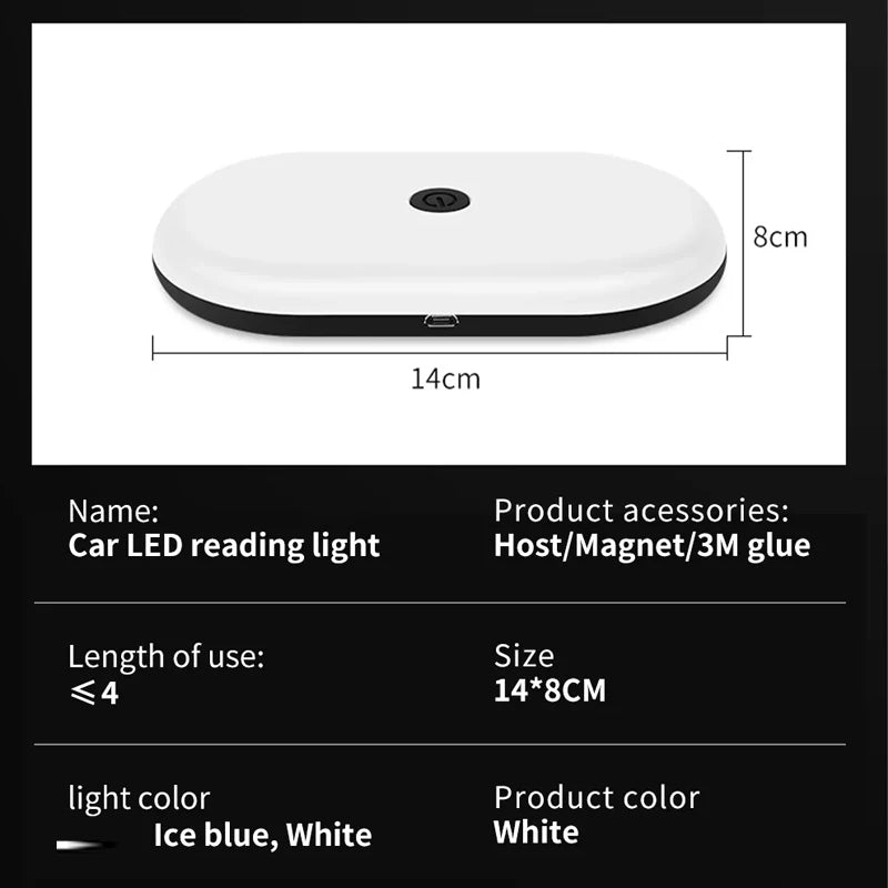 Luz de techo de coche, iluminación interior, luz de ambiente de techo magnética, luz de lectura, iluminación de gabinete, iluminación de dormitorio, carga inalámbrica USB
