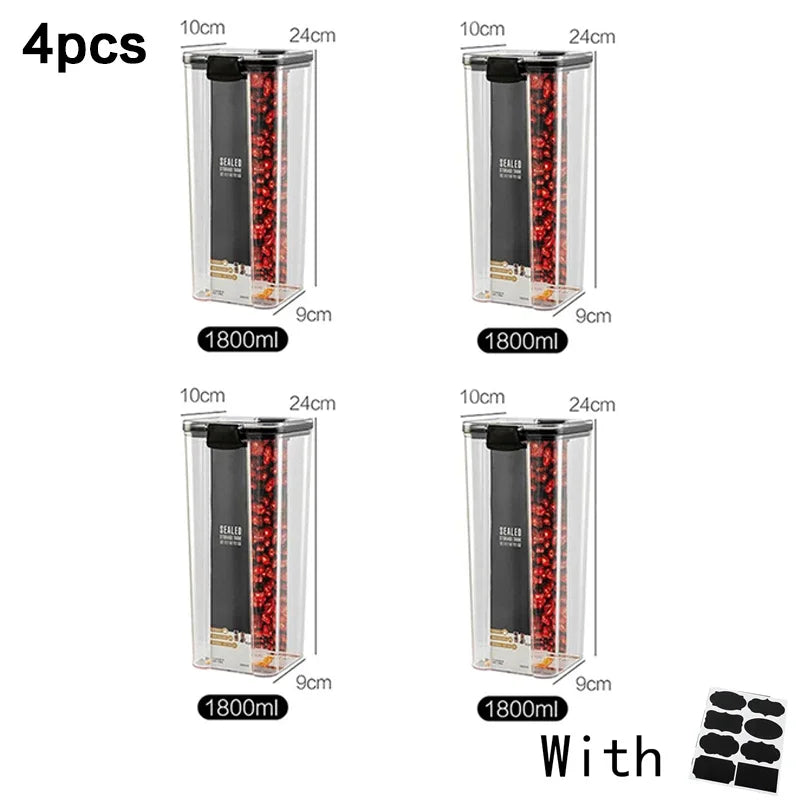 Juego de contenedores de alimentos para mascotas, caja de almacenamiento de 460-1800 ml, transparente, apilable, para cocina, seco, para espaguetis y fideos, recipientes sellados.