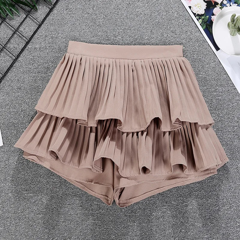 Minifalda con volantes escalonados, cintura alta, capas sueltas, falda corta de gasa, verano primavera, para mujer, atuendo suave de chica hada