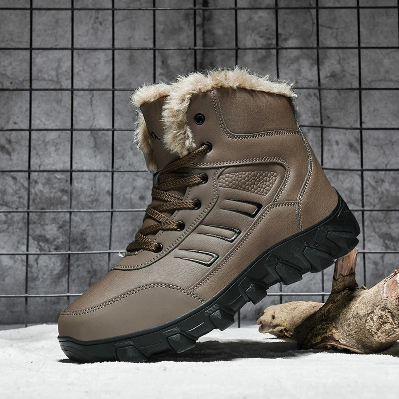 Botas de invierno para hombre, zapatillas cálidas, impermeables, antideslizantes, de felpa, de cuero, talla grande 48, novedad de 2024