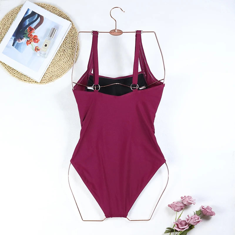Traje de baño de una pieza sexy para mujer 2024, push up, talla grande, control de abdomen, monokini, ropa de playa, traje de baño vintage.