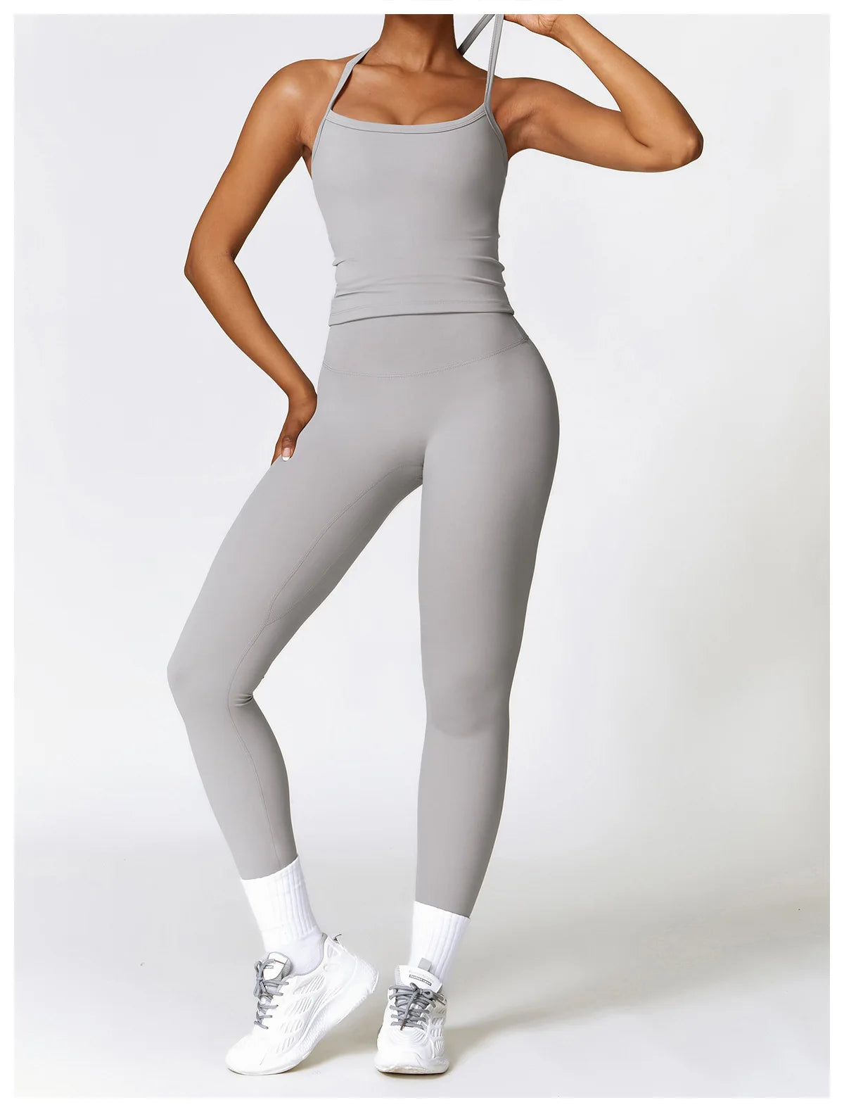 2PCS Seamless Yoga Set Women Workout Set Sportswear Gym Clothing Fitness Long Sleeve Crop Top High Waist Leggings Sports Suits