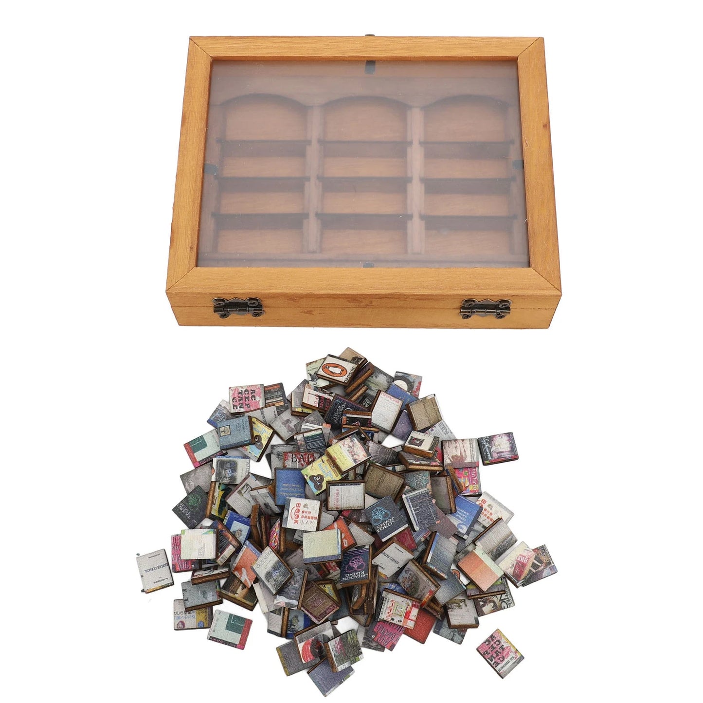 Estantería en miniatura decorativa, caja para libros en miniatura, estante de exhibición para aliviar el estrés, madera exquisita, elegante para librería.