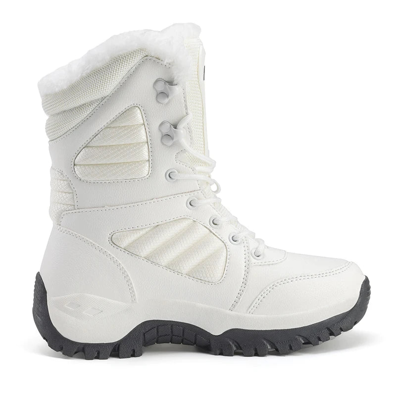 Botas de nieve de invierno para hombre y mujer, impermeables, de cuero, muy cálidas, para exteriores, senderismo, trabajo, talla grande