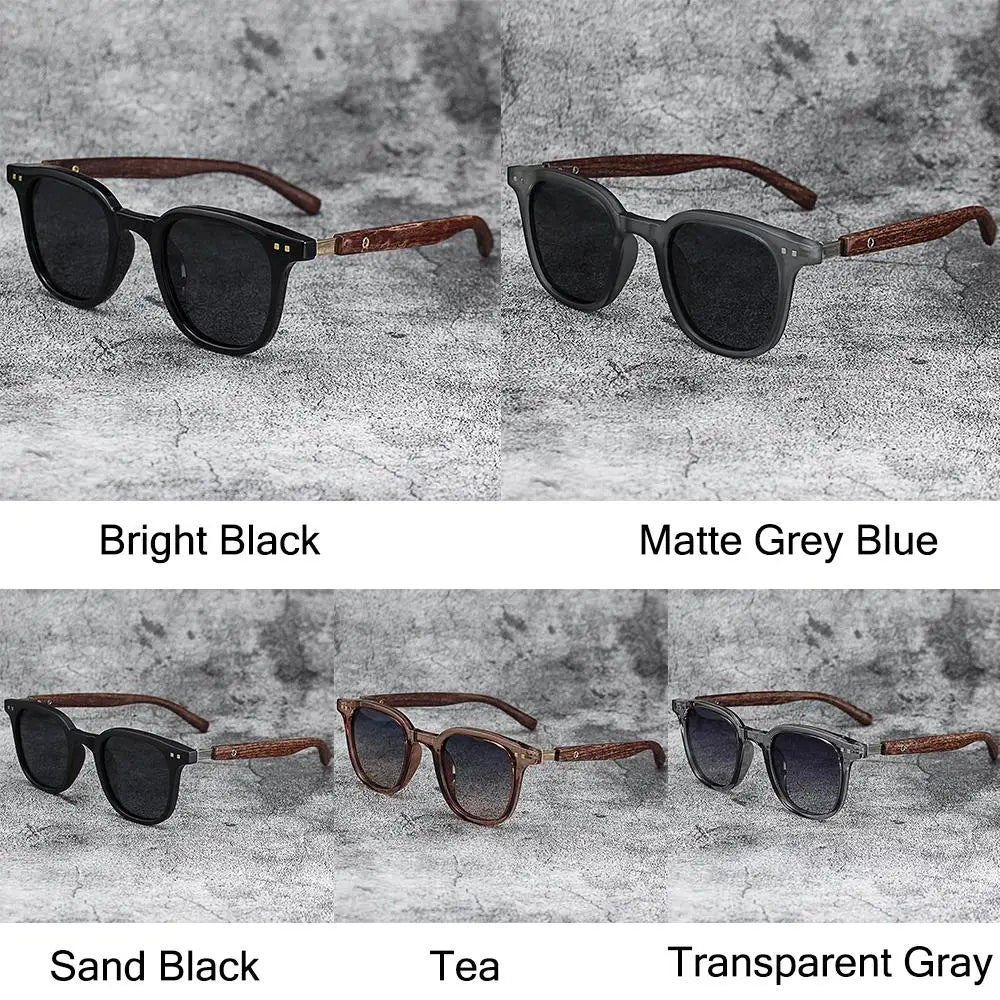 Gafas de sol modernas con vetas de madera retro para mujeres y hombres, nuevas gafas de sol con montura cuadrada, protección UV, gafas de ciclismo para exteriores y calle.