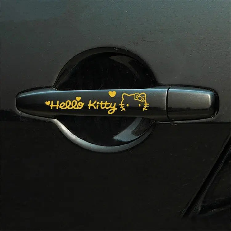 4 pegatinas para manija de puerta de coche con dibujos de Hello Kitty, resistentes a arañazos, decorativas, accesorios para coche.