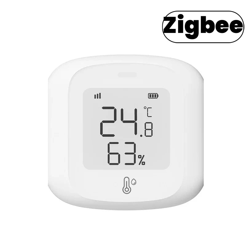 Sensor de temperatura y humedad Tuya ZigBee/WIFI con pantalla LED, conexión inteligente para el hogar, termohigrometría, Google Home y Alexa.