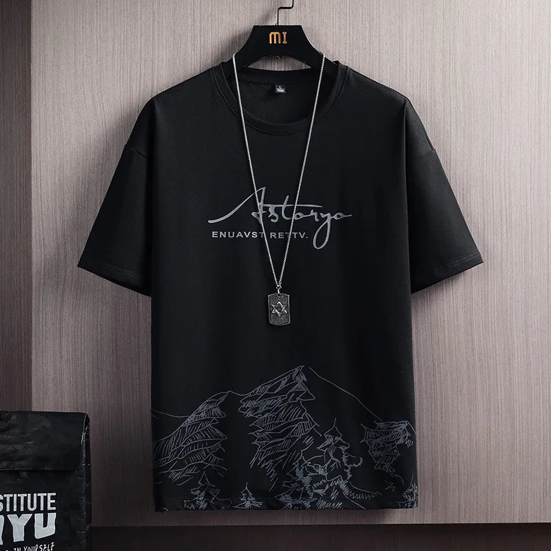 Conjunto informal de dos piezas para hombre, camiseta de manga corta y pantalones cortos, estilo veraniego, ropa deportiva y elegante.