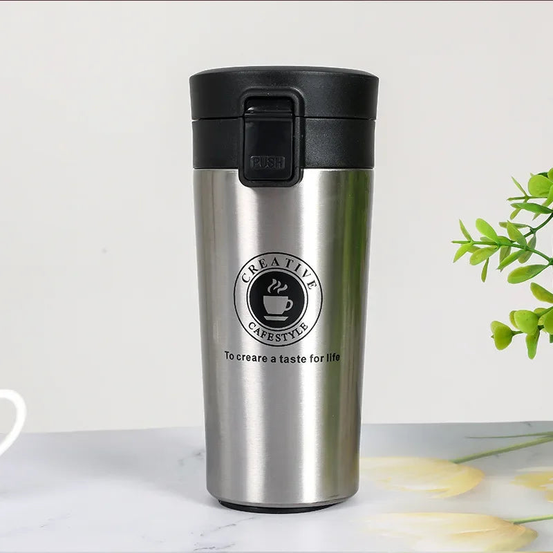 Taza térmica de acero inoxidable de doble capa de 380 ml/510 ml, para café, té, termo, botella de agua, a prueba de fugas.