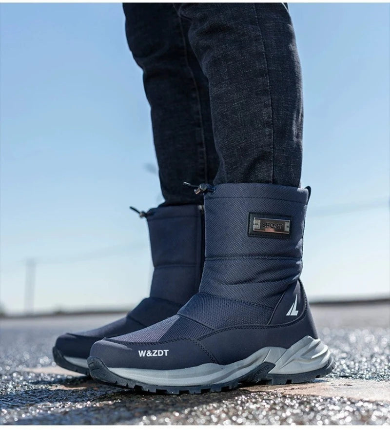 Botas de nieve altas antideslizantes para hombre, para deportes al aire libre, estilo noreste, gruesas, cálidas e informales, de algodón, con terciopelo impermeable.