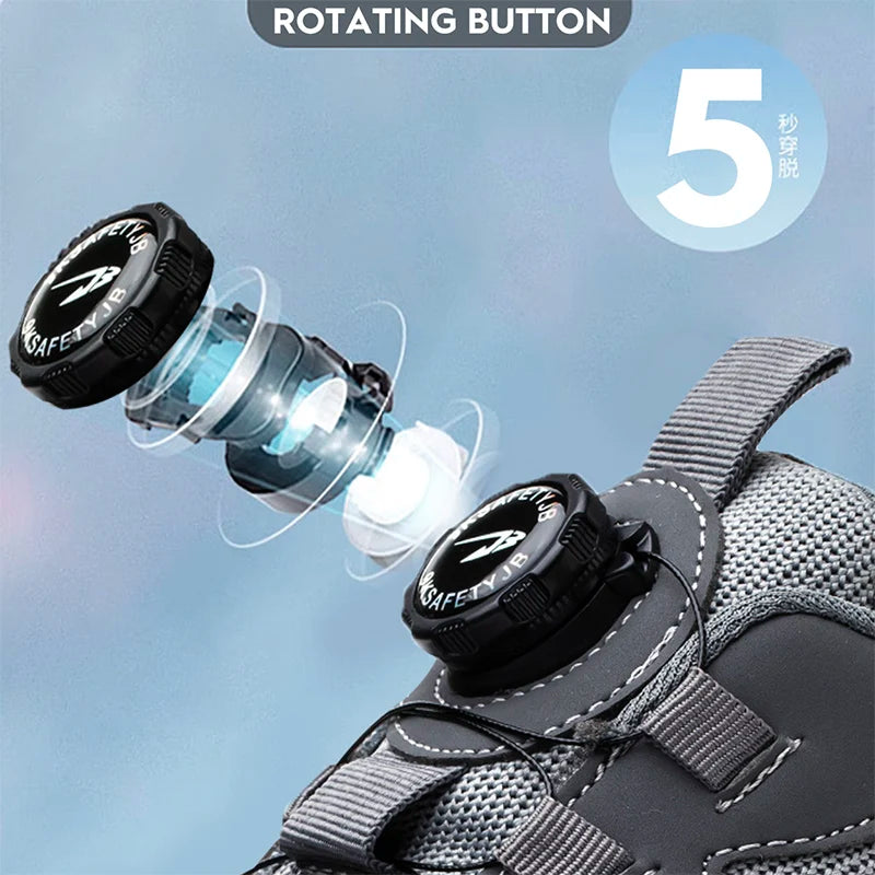 Small Size Rotary Buckle Work Safety Shoes For Men Air Soft Sole Lightweight Protective Work Sneakers Men and Women Shoes