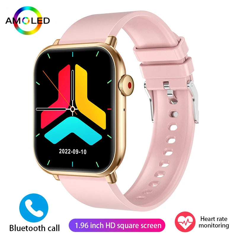 Nuevo reloj inteligente AMOLED para mujer, para hombre, con control de temperatura corporal, deportivo, fitness, resistente al agua, Bluetooth, llamadas, reloj inteligente digital para mujer.