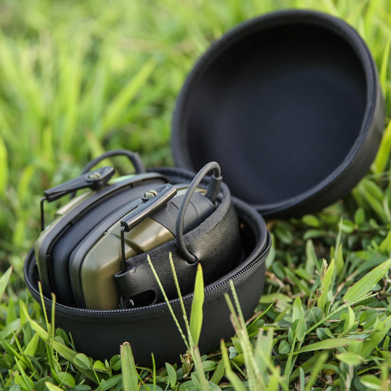 Orejeras tácticas de caza activa con estuche para disparar, protección auditiva electrónica, auriculares de caza con reducción de ruido