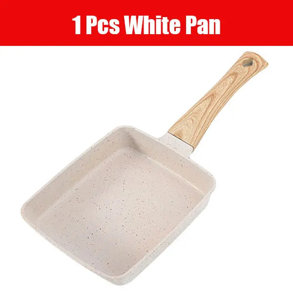 Sartén antiadherente para tamagoyaki, tortilla japonesa, huevos, rectangular, con mango desmontable anti-escaldaduras, apta para todo tipo de estufas.