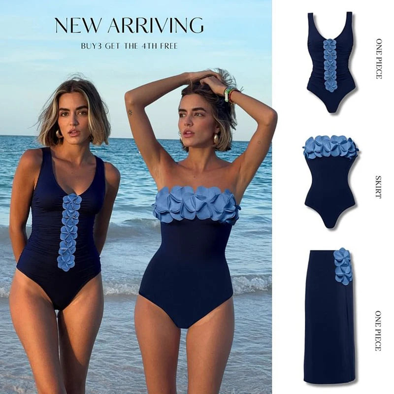 Conjunto de bikini de 2 piezas con estampado floral para mujer, traje de baño de lujo con push-up y cintura alta, traje de baño para playa