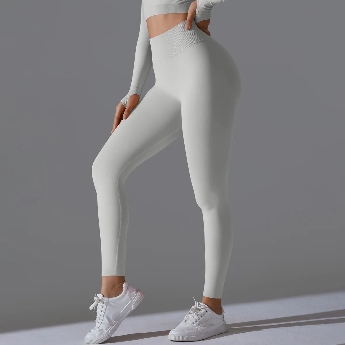 Leggings deportivos de yoga para mujer, sin costuras, cintura alta, elásticos, color sólido, para gimnasio, correr, secado rápido, realce y efecto moldeador.