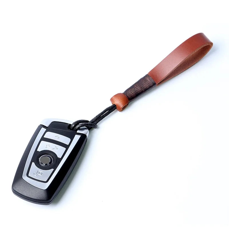 Llavero de coche para hombre, sencillo, de piel de vaca, con mosquetón, gancho de escalada, llavero, anillos, regalo, llavero interior de coche, bolsa.