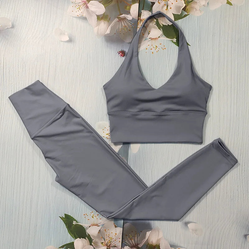 Conjunto deportivo Nude Feel Fitness para mujer, chándal sexy para yoga, ropa deportiva para gimnasio, leggings y ropa interior, ropa de entrenamiento para mujer