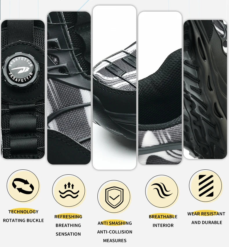 Calzado de seguridad talla 47 48 para hombre y mujer, zapatos de trabajo con puntera de acero, ligeros, botas de seguridad indestructibles, zapatillas de trabajo.