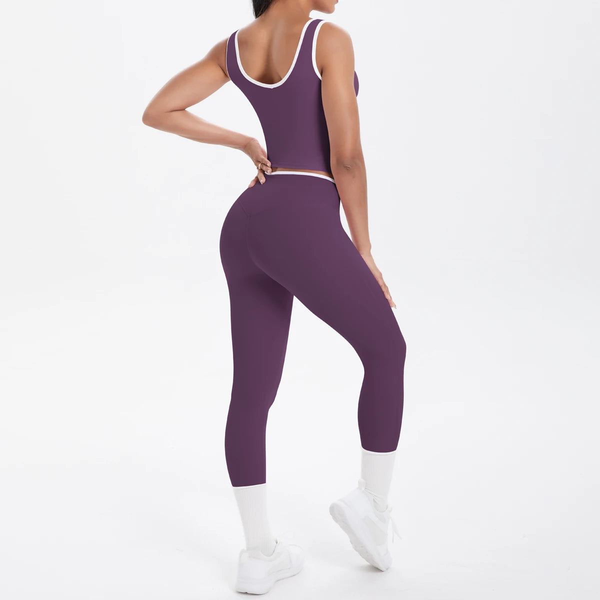 Conjunto de 2 piezas de pantalones de yoga con espalda descubierta y leggings para correr, de cintura alta, con estampado de melocotón y glúteos, para fitness y deportes.