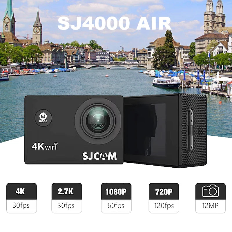 Cámara de acción deportiva SJCAM SJ4000 Air con vídeo 4K, resistente al agua hasta 30 m, 2,4 G, WiFi, para bicicletas y motocicletas.