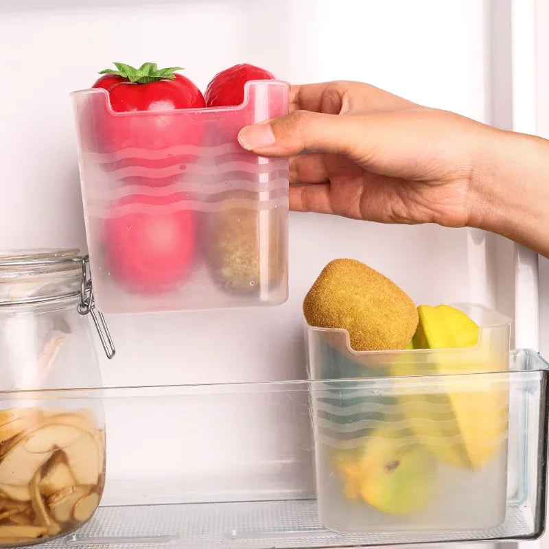 1/5 cajas de almacenamiento para refrigerador, organizador de alimentos frescos, contenedor de frutas, especias y alimentos para el hogar y la cocina.