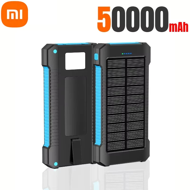 Banco de energía solar Xiaomi de 500.000 mAh, gran capacidad, carga súper rápida, batería externa portátil para exteriores para iPhone, Huawei y Samsung.