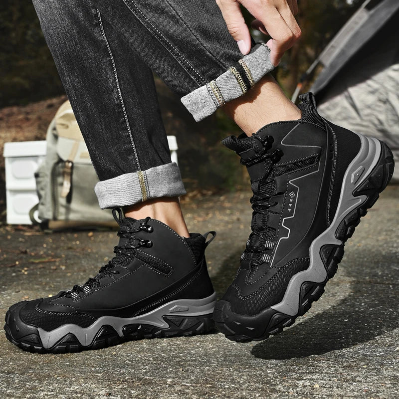 Retro Outdoor Motorcycle Boots Male Comfortable Leather Ankle Boots for Men New Trend Biker High Top Shoes Leisure Walk Botas