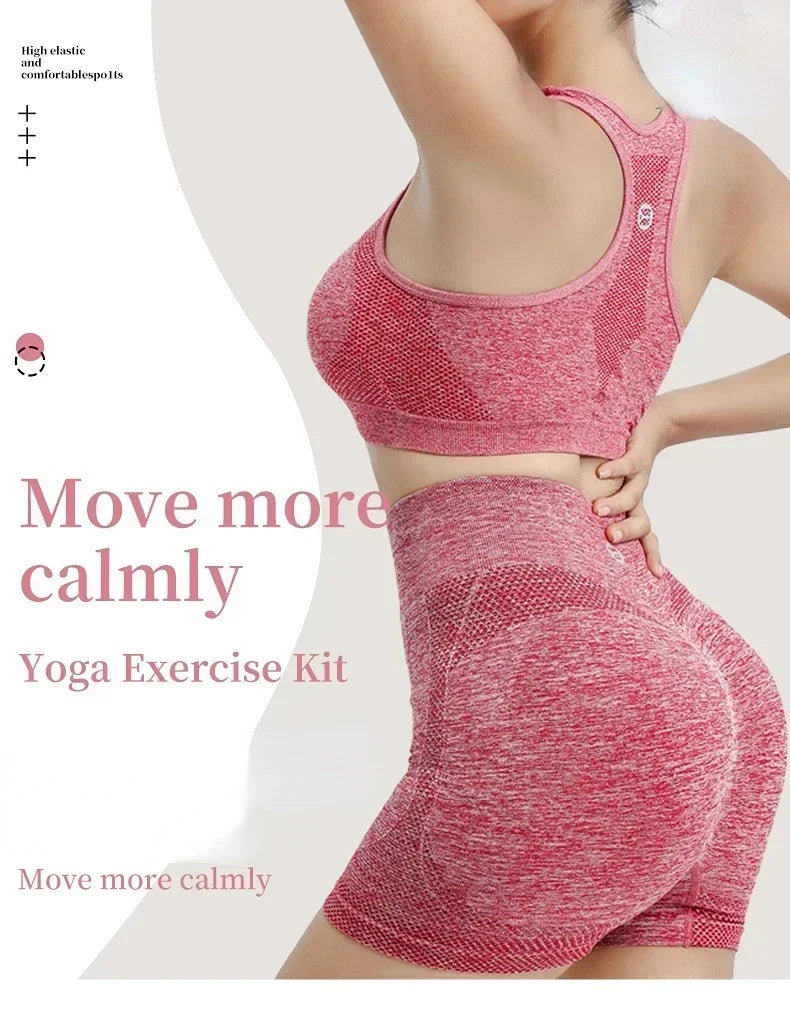 Conjunto de yoga, pantalones cortos de gimnasio, sujetadores deportivos para mujer, tops de entrenamiento para mujer, ropa de yoga, leggings de fitness, conjunto de gimnasio, conjuntos de yoga sin costuras